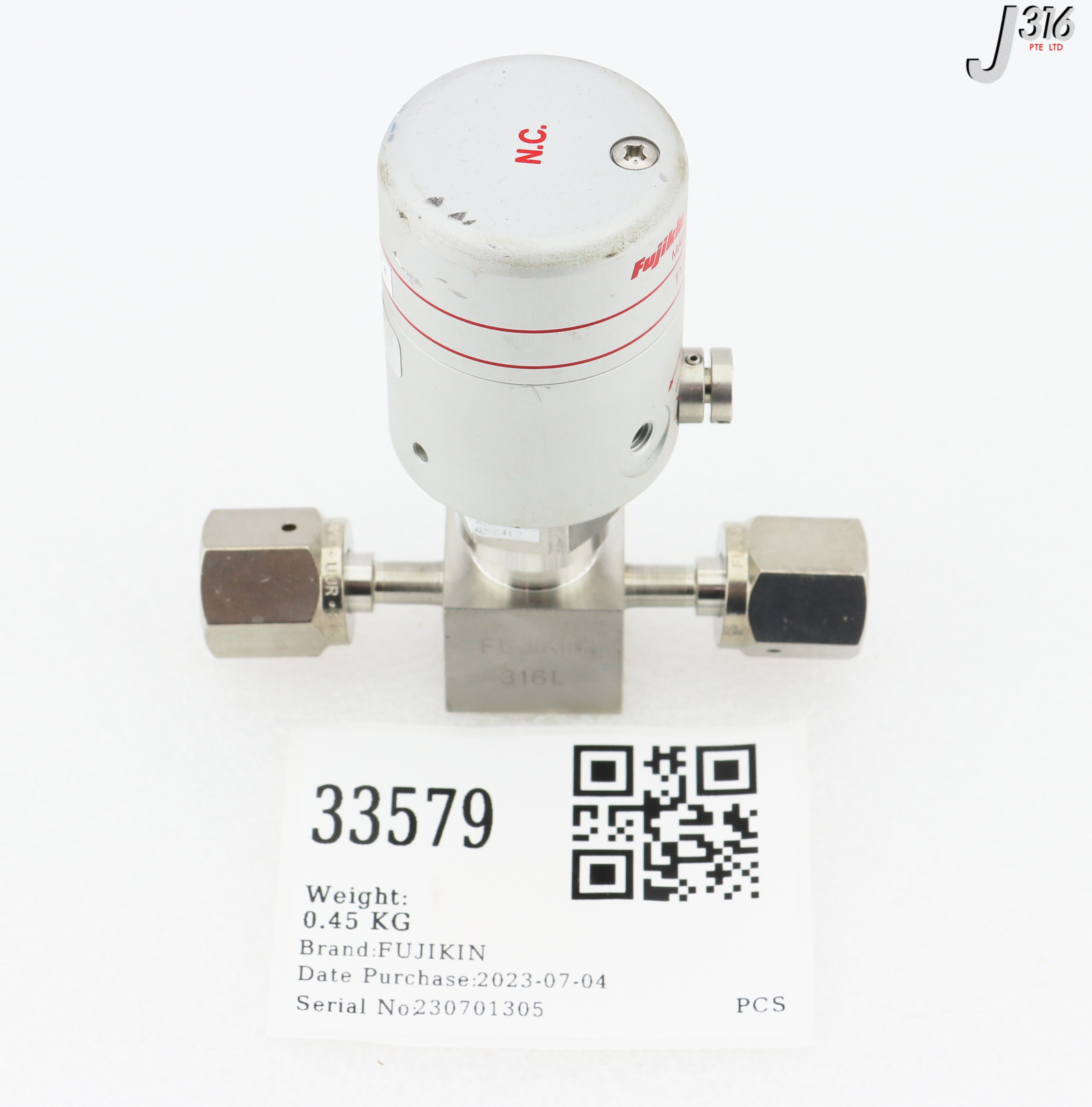 33579 FUJIKIN DIAPHRAGM VALVE, TYPE N.C., 0.49MPA 052412 | eBay